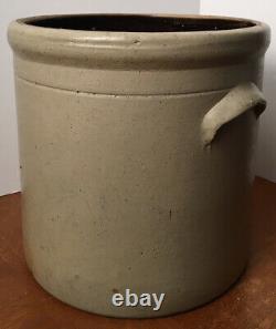 Antique Four Gallon Salt Glaze Stoneware Crock With Handles