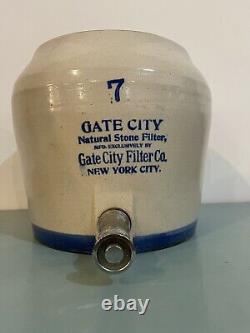Antique Gate City Stoneware Filter Stoneware Crock Water Cooler Dispenser