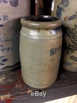 Antique Greensboro Small Stoneware Canner Crock with Cherries, Scarce