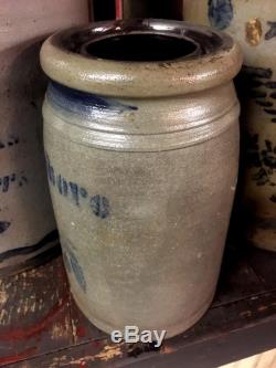 Antique Greensboro Small Stoneware Canner Crock with Cherries, Scarce