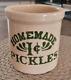Antique Homemade 1 Cent Pickles Stoneware Crock 5.5 High