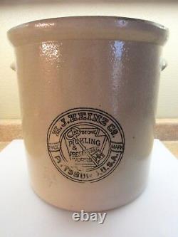 Antique H. J. Heinz Preserves Advertising 4 Gallon Stoneware Picking Crock PA GC
