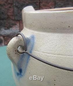 Antique Harrisburg Pennsylvania Cowden Blue Decorated Stoneware Batter Jug Crock