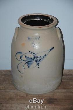 Antique Haxstun Ottman Fort Edward NY 4 Gallon Stoneware Salt Glaze Jug Crock