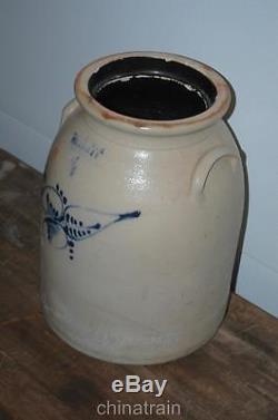 Antique Haxstun Ottman Fort Edward NY 4 Gallon Stoneware Salt Glaze Jug Crock