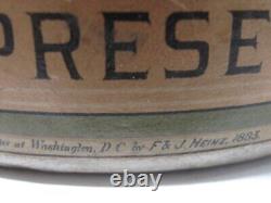 Antique Heinz's Apricot Preserves Stoneware Crock Bail Handle c. 1893