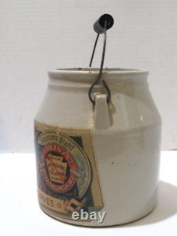 Antique Heinz's Apricot Preserves Stoneware Crock Bail Handle c. 1893