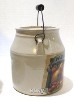 Antique Heinz's Apricot Preserves Stoneware Crock Bail Handle c. 1893