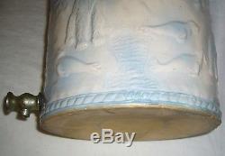 Antique Htf 2 Gal Blue White Salt Glaze Uhl Polar Bear Stoneware Water Cooler