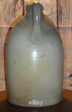 Antique JM Pruden Elizabeth NJ Whiskey Blue Salt Glaze #2 Stoneware Crock Jug