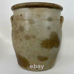 Antique J NORTON BENNINGTON VT 2 Gal Salt Glazed Stoneware Primitive Pot Crock