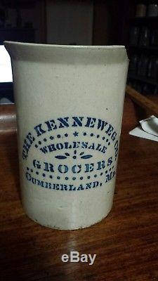 Antique Kenneweg Co Grocers Cumberland MD Stoneware Pitcher Crock Ewer Rare