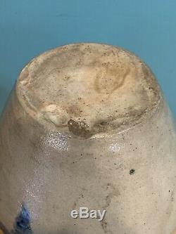 Antique L Norton & Son Stoneware Ovoid Crock Cobalt Flower Circa 1830 Bennington