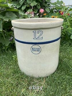 Antique Large 12 Gallon Crock Blue Band Stoneware LOCAL PICK UP ONLY