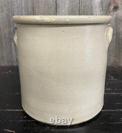 Antique Late 1880s 4 Gal G. F Worthen Peabody Mass Salt Glazed Stoneware Crock