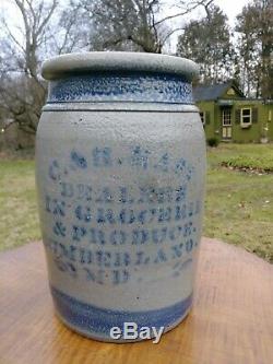 Antique Maryland Merchant Stoneware Crock