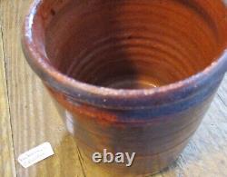Antique Mid-1800s New England Redware Glazed 6.5x5 Chipped Rim Crock Jar EUC