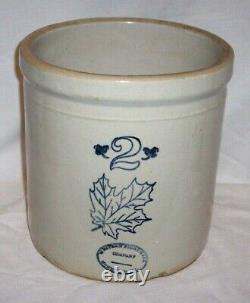 Antique Monmouth, ILL Western Stoneware 2 Gallon Crock 9 3/8 Tall Maple Leaf