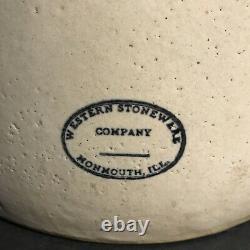 Antique Monmouth Western Stoneware 8 Gallon Crock wood wire bale handles NICE