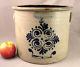 Antique New York Blue Decorated Stoneware Crock 19th Cent