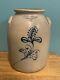 Antique Ol & Ak Ballard Burlington Vt 4 Gal Stoneware Crock Jar Cobalt Decorated