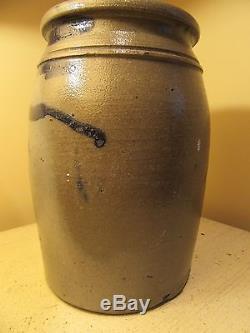 Antique One-Gallon Cobalt-Decorated and Stencilled Stoneware Jar
