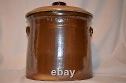 Antique One Gallon Salt Glazed Stoneware Crock & Lid E & LP Norton Bennington VT