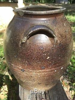 Antique Ovoid Southern Pottery Stoneware Storage Jar Edgefield SC, Catawba NC