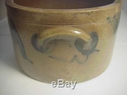 Antique PENNSYLVANIA STONEWARE Butter CROCK with ORIGINAL TOP and BLUE DECORATION
