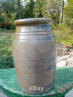 Antique Pennsylvania 5 Stripe Stoneware Crock