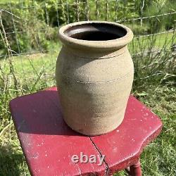 Antique Pennsylvania Stoneware Crock Beige Cylinder Tall 19th Century Primitive