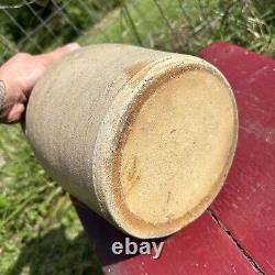 Antique Pennsylvania Stoneware Crock Beige Cylinder Tall 19th Century Primitive