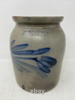 Antique Pennsylvania Stoneware Crock -Cowden Wilcox- Cobalt Blue Floral Design