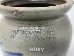 Antique Pennsylvania Stoneware Crock -Cowden Wilcox- Cobalt Blue Floral Design
