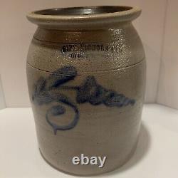 Antique Pennsylvania Stoneware Crock Signed Sipe, Nichols & Co Williamsport PA