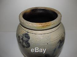 Antique Philadelphia Stoneware Jar, Crock, Cobalt flowers, Circa 1850's