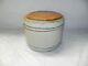 Antique Possible Red Wing Pottery 10 Blue Banded Butter Crock With Wooden Lid