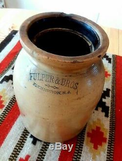 Antique Pottery Crock Fulper & Bros 1880-1899 Stoneware