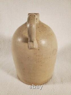 Antique Pottery Salt Glazed F H Cowden Harrisburg PA Jug Handle Crock Stoneware