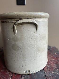 Antique Primitive 2 Gallon Bee Sting Handled Stoneware Crock withTurkey Drippings