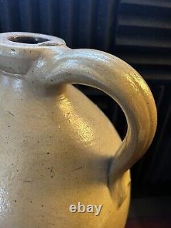 Antique Primitive 3 Gallon Beehive Stoneware Jug Salt Glaze Cobalt Crock LOOK