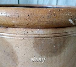 Antique Primitive 4 Gallon Salt Glaze Stoneware Crock, Cobalt Target Bee Sting