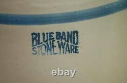 Antique Primitive Blue Band Stoneware Jug Crock Art Pottery Jar Vintage Rustic a