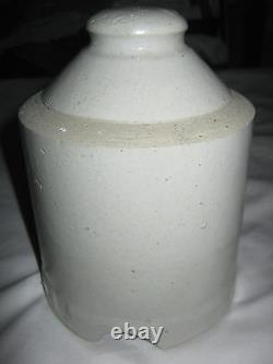 Antique Primitive Country USA Stoneware Crock Bottle Jar Chicken Bird Feeder Art