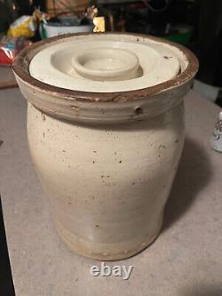 Antique Primitive Salt Glaze Stoneware Pottery Butter Churn Crock