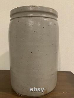 Antique Primitive Salt Glazed 2-gallon Stoneware BLUE WISPS Crock