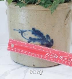 Antique Primitive Salt Glazed Pottery Cobalt Blue Crock