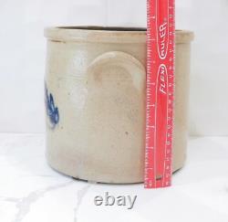 Antique Primitive Salt Glazed Pottery Cobalt Blue Crock