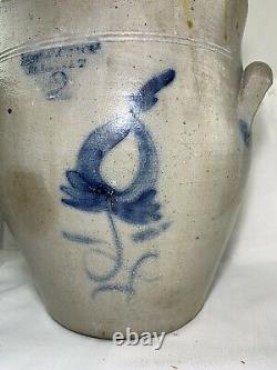 Antique Primitive Salt Glazed Stoneware 2 gal Crock