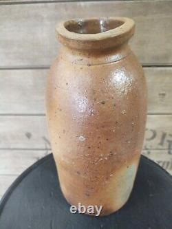 Antique Primitive Salt Glazed Stoneware Crock Jar Bottle Storage Canning